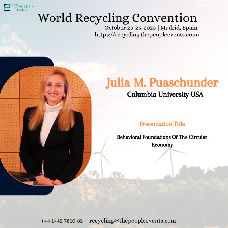 Julia Puaschunder, Keynote Speaker, World Recycling Convention, October 23, 2023, Madrid, Spain, EU